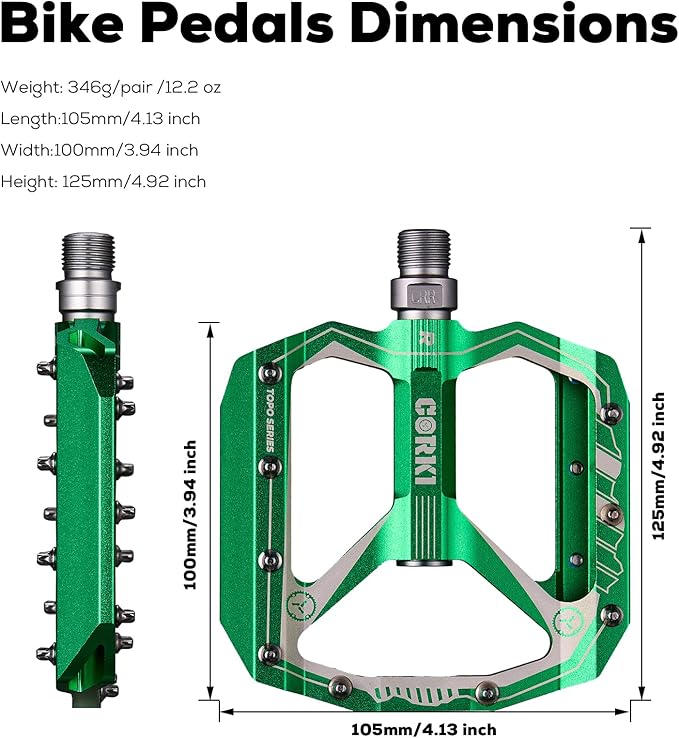 corki Extra Large Mountain Bike Pedals Flat, Aluminum Alloy MTB Pedals, Wide Platform Pedals 9/16"(Black Red Purple Green)