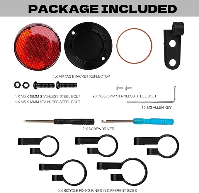 Hidden GPS Tracker Bike Mount, Waterproof Anti-Theft Bicycle Reflector Case for Airtag, Compatible with Bicycle & Scooter