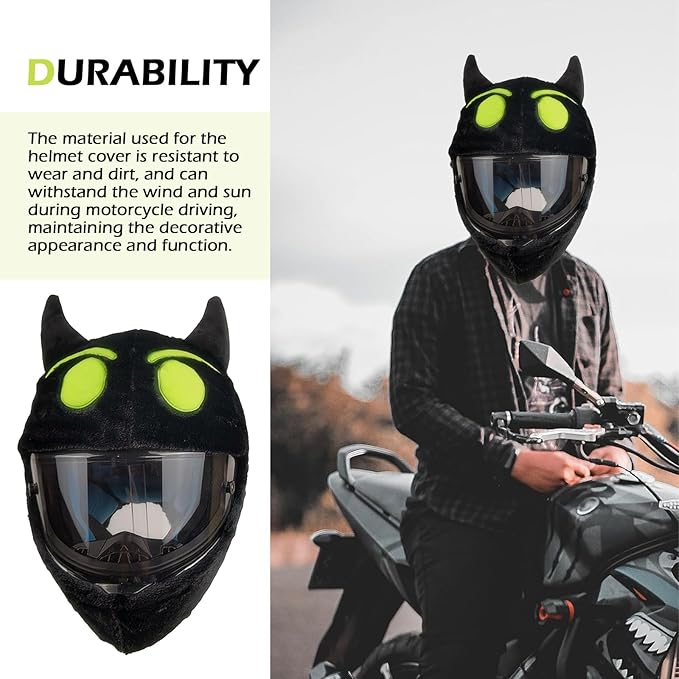 Full Face Motorcycle Helmet Cover, Scratch-Resistant Motorcycle Headgear Protective Cover, Funny Cute Cartoon Fluffy Plush Helmet Decoration, for Most Full Face Headgear (Green)