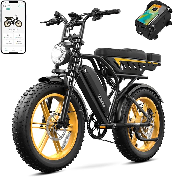 TST Electric Bike for Adults 1500W Peak 20" Fat Tire All-Terrain E-Bike 60/130 Miles 28 MPH Electric Dirt Bike - 48V 15/30 AH Battery Tested to UL 2849 Powered Electric Bicycle
