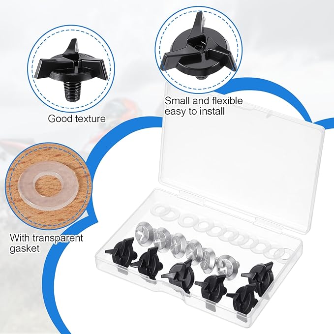 12 Pcs Helmet Visor Screws, Motorcycle Helmet Screws, Helmets Screw Replacement Kit with 6 Pcs Rubber Washers for Dirt Bike & Motocross Helmets