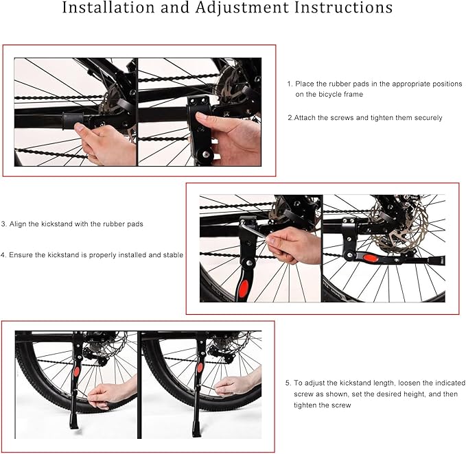 Bike Kickstand for Specialized Turbo Levo SL Kids 2023, Adjustable Rear Bicycle Stand, with Reliable Load Support, Stable Non Slip Parking, Fits Adult Bikes, Easy Installation,B White