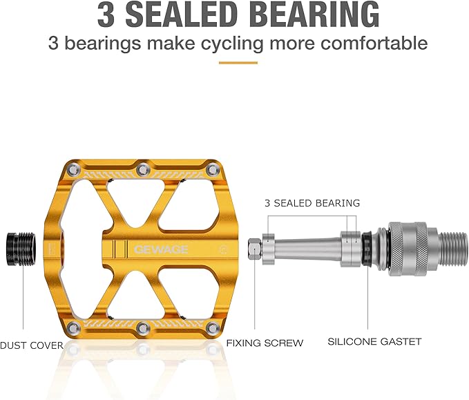 Bike Bicycle Pedals - 9/16” Quick Release Pedals Aluminum Flat Pedals - 3 Bearings Bicycle Pedals with Reflectors for Mountain Road BMX MTB Folding Bike