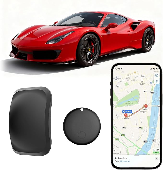 GPS Tracker for Vehicles,Magnetic Waterproof Car Tracker, No Monthly fees, Mini Portable GPS Tracker for Cars, Trucks, Fleet, Motorcycle, Anti-Theft(Apple User)