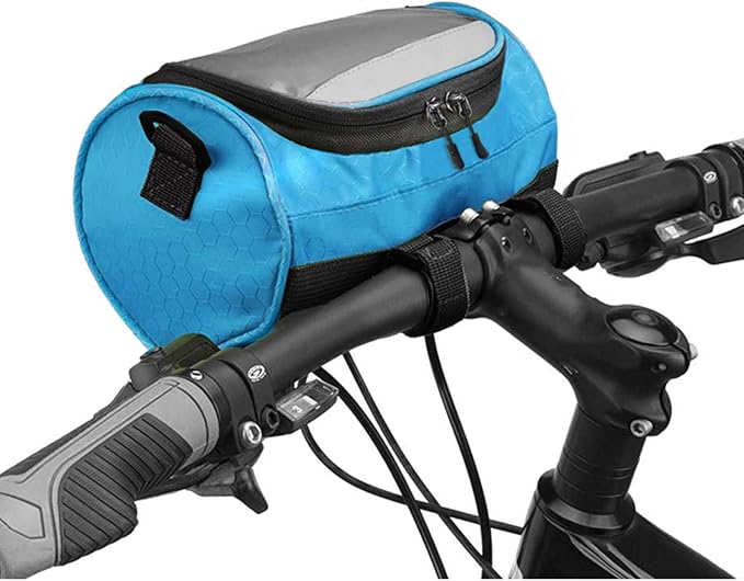ZUKKA Bike Handlebar Bag Large-Capacity Adjustable Waterproof Front Handlebar Bags with Transparent Pouch Touch Screen for Bicycles Handlebar Women Men (Blue)