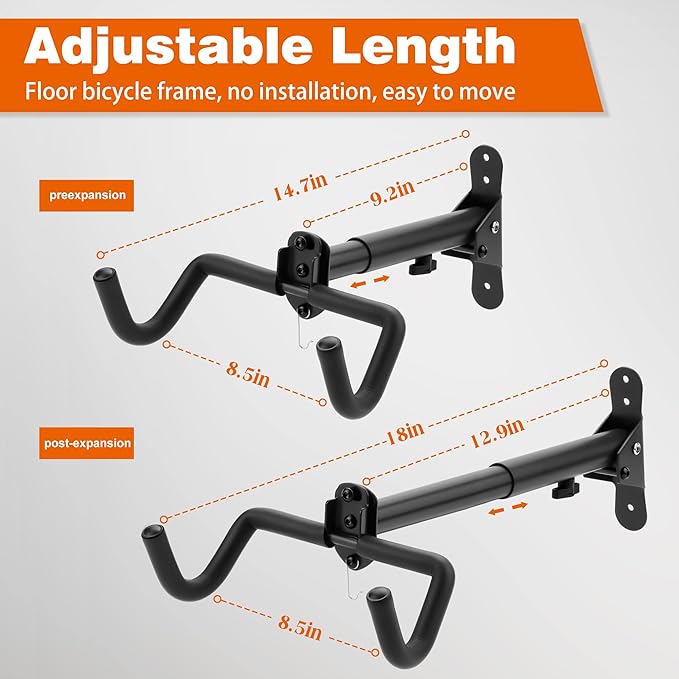 2PACK Bike Rack Garage Bike Wall Mount Bicycle Wall Hanger Bike Hook Bike Storage Rack for Indoor Storage Bike Horizontal Hanger Bicycle Wall Mount Bicycle Wall Rack