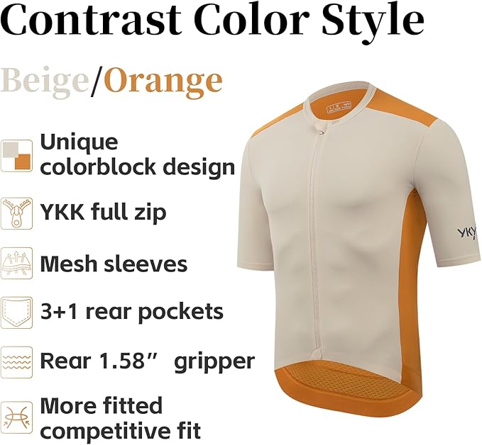 YKYWBIKE Cycling Jersey Men with Pockets Bike Jersey Short Sleeve Biking Shirts for Men Cycling Breathable MTB Biker Shirts