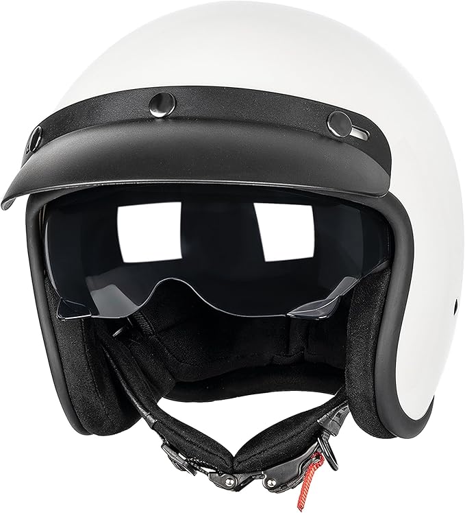 3/4 Open Face Retro Motorcycle Helmet Vintage Helmet for Motorbike Casco, Moped, Cruiser, Bobber, and Chopper - DOT Approved