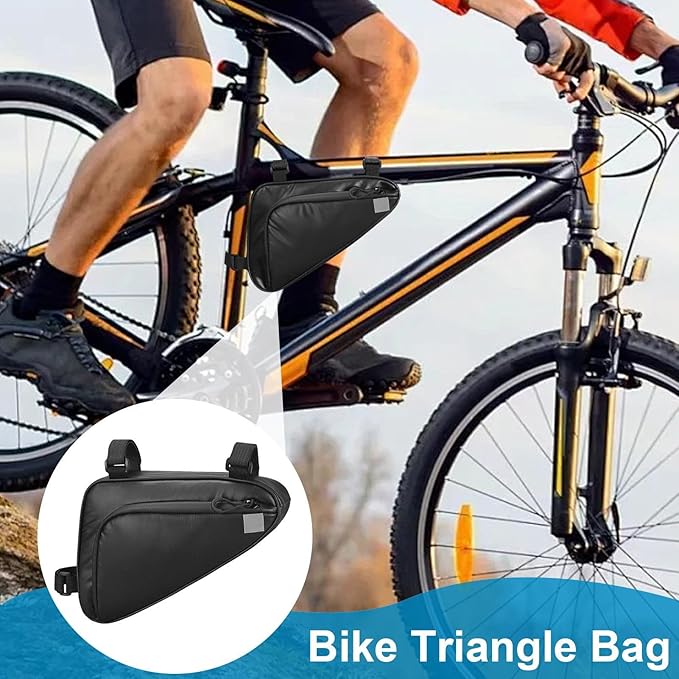 Frame Bag Cycling - Lightweight Bikepacking Frame Bag, 1.5L Storage Capacity | Weatherproof Design with Water-Resistant Zippers, Fits Most Bike Frames, Perfect for Tools, Snacks, Phone, and Outdoor Ad