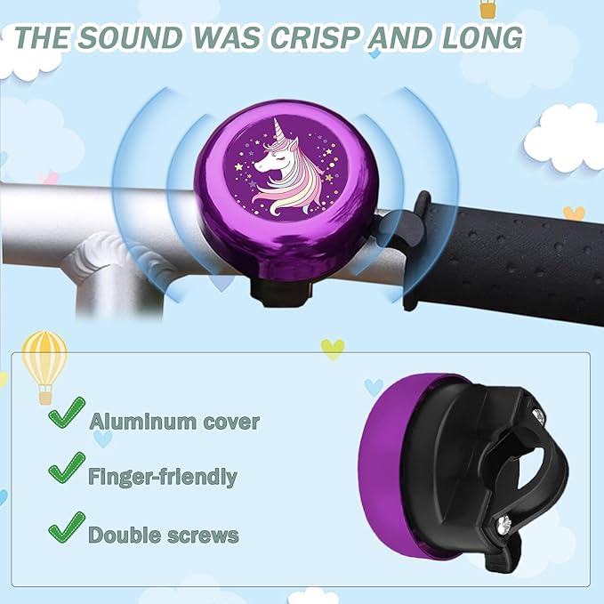 Kids Bike Bell with 2 Pcs Bike Streamers for Girls, Cute Children's Bicycle Accessories