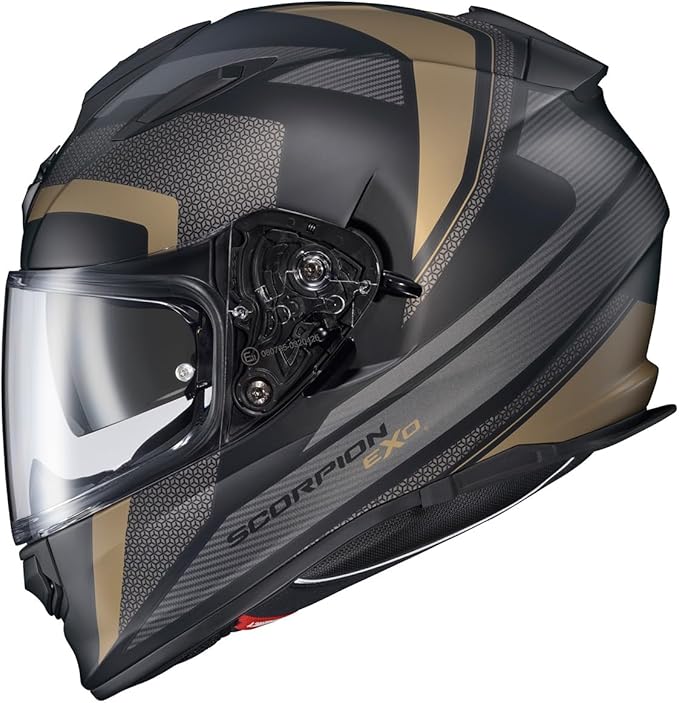 ScorpionEXO Ryzer Full Face Motorcycle Helmet with Pinlock Ready Shield with Integrated Speaker Pockets DOT ECE Approved Evolution (Gold - Small)