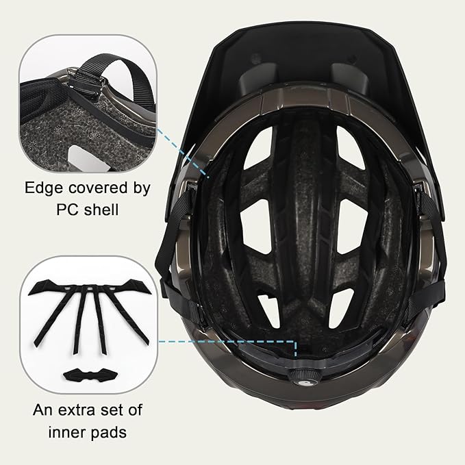 Bike Helmet for Adult & Youth, Lightweight MTB Helmet with Adjustable Visor for Mountain/Road Cycling, 2 Sizes for Men Women Boys Girls