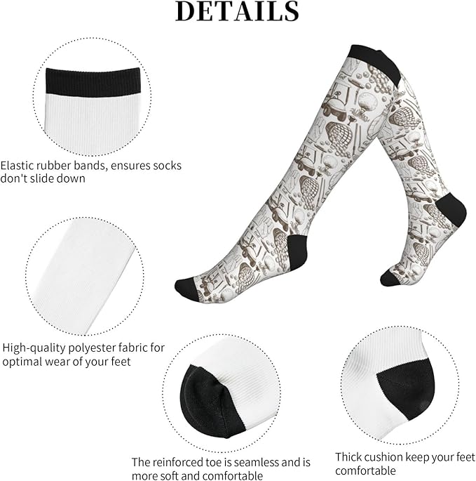 bassyil Compression Socks for Women & Men Circulation 15-20 mmHg Knee High Best Support for Nurses Travel Running Athletic