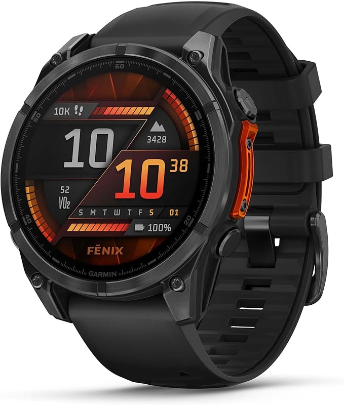 PlayBetter Garmin Fenix 8 AMOLED (47mm, Slate Gray/Black) Multisport GPS Smartwatch Bundle - 1.4” Touchscreen, Built-in LED Flashlight Wireless Running Earbuds