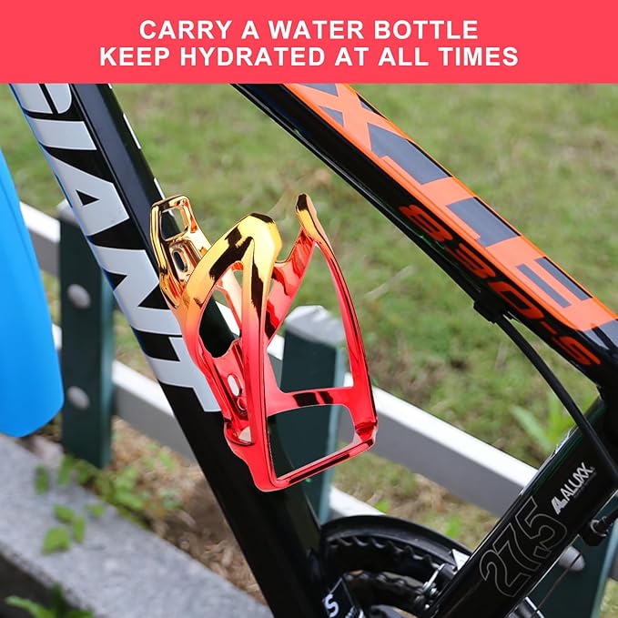 Bike Water Bottle Holder with Screws Lightweight Cycling Bicycle Water Bottle Holder for Road, Mountain Bike (Dazzle Yellow Red)