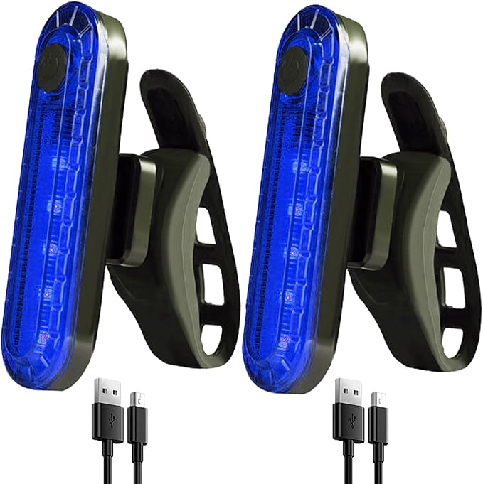 2 Pack USB Rechargeable LED Bike Tail Light Bicycle Rear Cycling Night Essential Reflector Seat Back Safety Lamp Waterproof Bright Warning Flash MTB Light for Men Women Kids