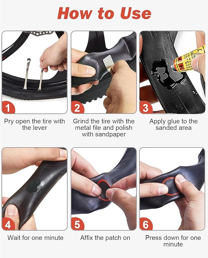Bike Inner Tire Patch Repair Kit, with 24 PCS Vulcanizing Patches,Portable Storage Box, Metal Rasp and 2 Premium Stainless Steel Levers - Also for Road Mountain Bicycle Trave