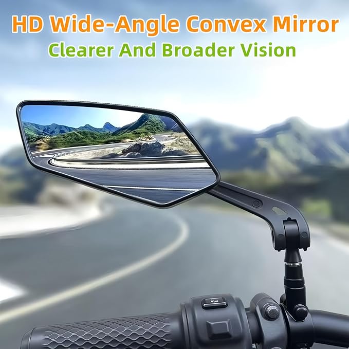Bike Mirrors,2 Pack-Ebike Mirror,360° Adjustable and Rotatable Handlebar Mirrors,Scratch Resistant Glass Lens, Mountai Bikes,Scooter, E-bikes,Road Bikes,Bicycle Universal Fit Accessories