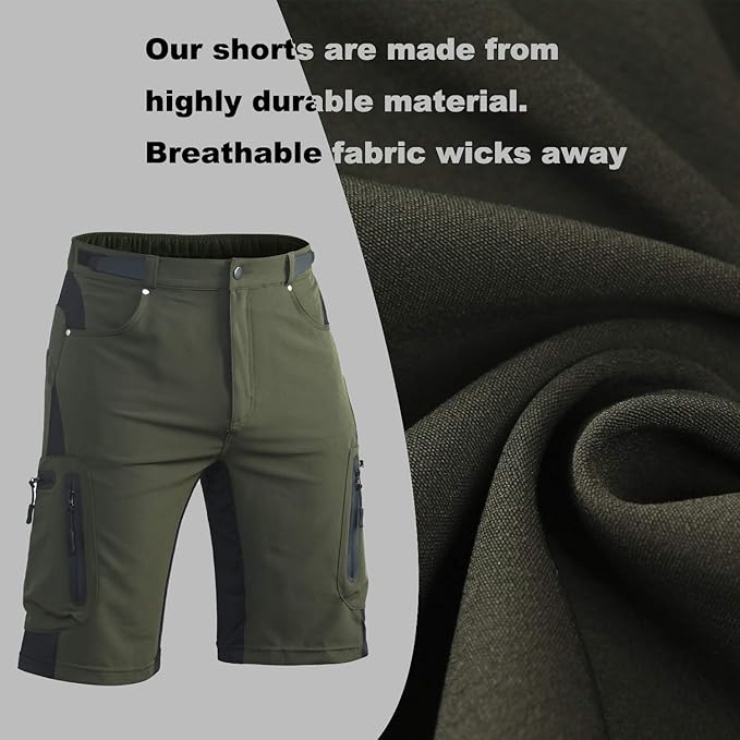 Ally Mens Mountain Bike Shorts 4D Padded Baggy Bicycle Cycling Biking Bike Shorts Lightweight Loose-fit