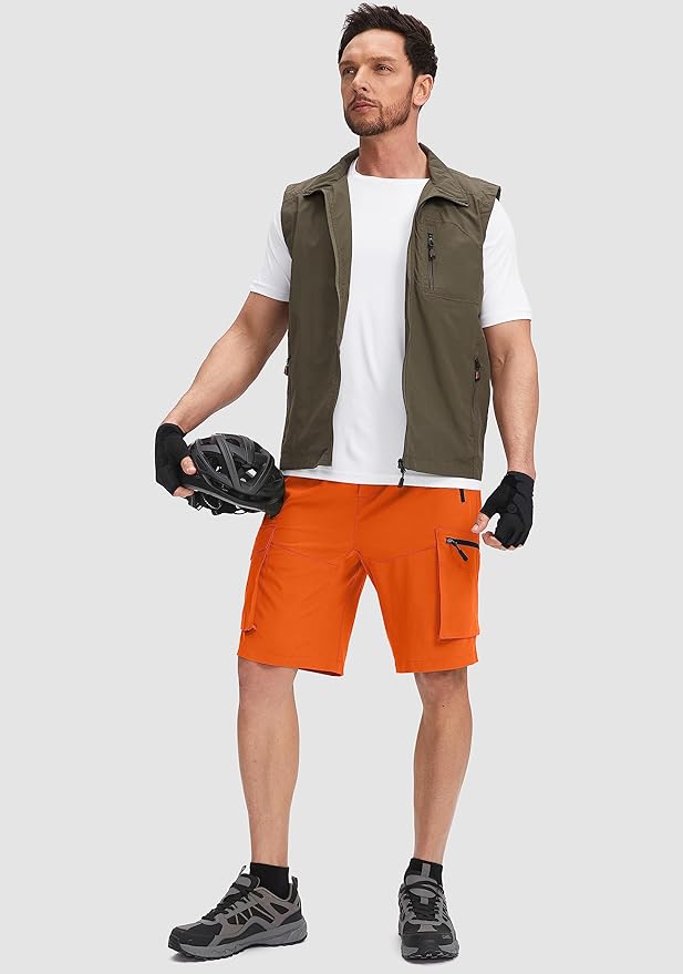 Bikewa Men's Mountain Bike Shorts 3D Padded Loose-fit Biking Riding Cycling Bicycle Biker Shorts Zipper Pockets