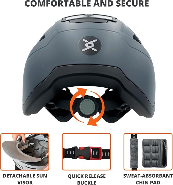 XNITO Bike Helmet with LED Lights - Urban Bicycle Helmet for Adults, Men & Women - CPSC & NTA-8776 Dual Certified - Class 3 E-Bikes, Scooters, Onewheel, Commuter, Mountain