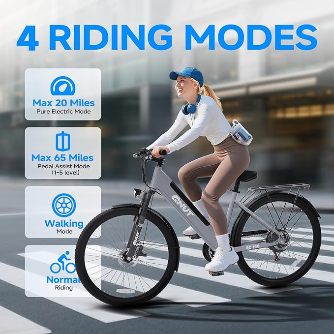 Electric Bike for Adults, 1200W Peak Commuter Ebike with 48V Built-in Battery 26" City Step Through E-Bike 7-Speed 65Miles 20Mph Urban Electric Bicycles for Women Men Teens