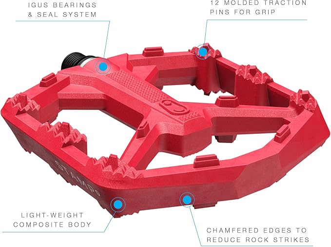 Crankbrothers Stamp Flat MTB Pedals - Size-Specific, Lightweight, Versatile, Durable Bike Pedals