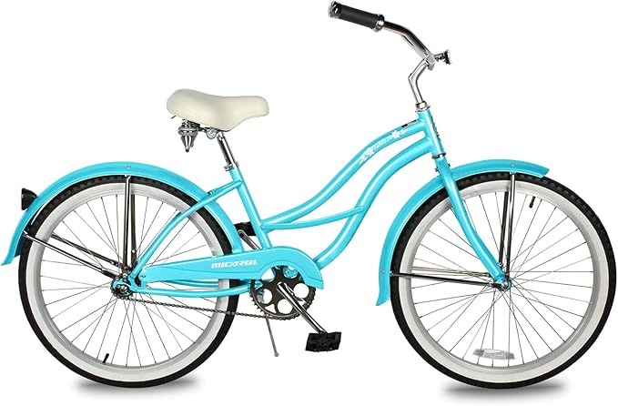 MICARGI 24/26 Inch Adult Cruiser Bicycle Hybrid Bike 1/7 Speeds Commuter Bike for Women, Men, Seniors,Step-Through or Step-Over Bike Steel Frame Multi Colors Style