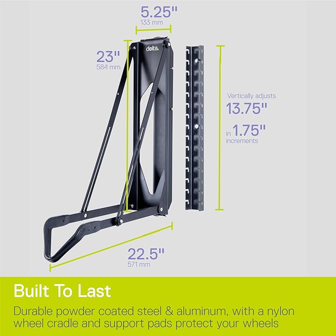 Pivot Bike Storage Rack by Delta Cycle - Bike Rack Garage Wall Mount Swivels to Save Space - No Lifting Required Vertical Bike Rack - Indoor Bike Storage Wall Hanger Holds Up to 100 lbs