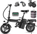 Electric Bike for Adults and Teens, Folding Ebike, Commuter City Foldable with 560W Motor, 48V 10Ah Battery, 24MPH Speed Pedals Assist, Dual Disc Brakes,14" Compact Electric Bicycles