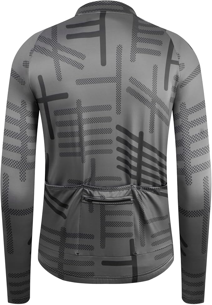 GCRFL Men's Cycling Jersey Long Sleeve Biking Shirt with 3+1 Zipper Pocket Breathable Quick Dry Bicycle Jersey