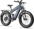 FREESKY Dual Battery Electric Bike for Adults, 48V 41AH 160 Miles Long Range E Bike, 4000W Motor 40MPH+, 26" Fat Tire Fast Mountain EBike, Full Suspension & Hydraulic Brakes, UL 2849 Certified by TÜV