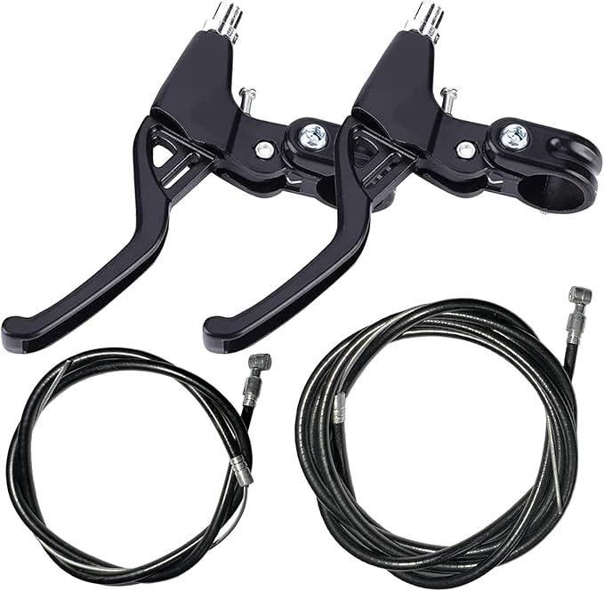 Lomodo 6 Pieces Bicycle Brake Accessories Including 2 Pack Aluminium Alloy Brake Levers (2.2 cm in Diameter) and 2 Pair V Brake Set and 2 Pack Brake Wire for Mountain/Road/MTB Bike(Black)
