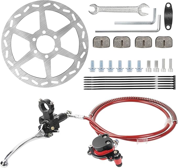 Mini Bike Hydraulic Disc Brake Kit SENJWARM, with Hand Brake Master Cylinder Caliper 50 inch, Compatible with Mini Bike Baja Doodlebug DB30 Blitz Dirt Bug Racer Coleman Predator 79cc 97cc 2.8hp