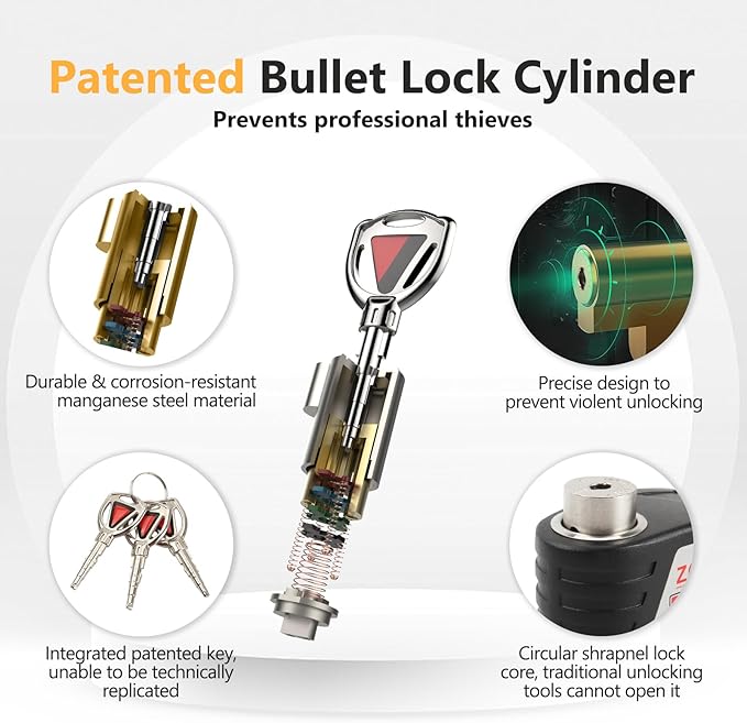 Motorcycle Lock, Disc Brake Lock with 130DB Alarm, Heavy Duty Motorcycle Locks Anti-Theft, Motorcycle Alarm Waterproof Wheel Lock for Moped Bike Scooter