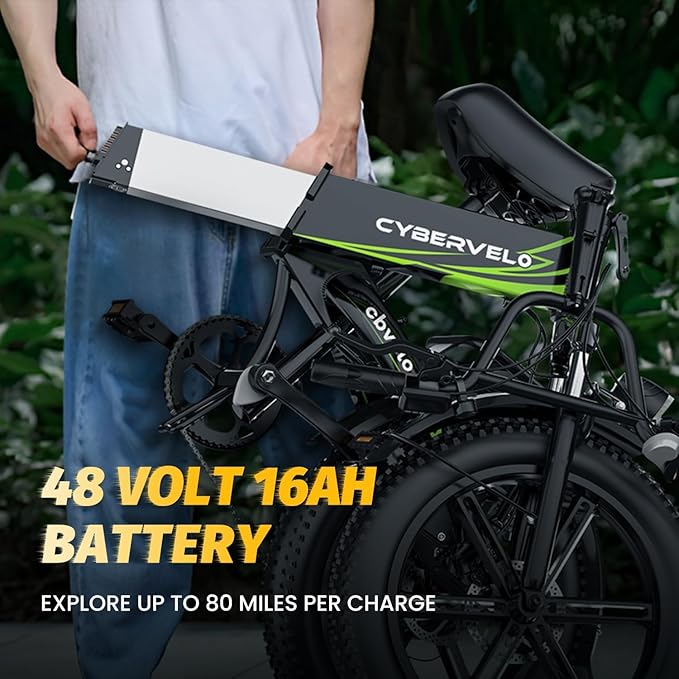 1000W Folding Electric Bike for Adults,75+ Miles,30+MPH,48V 20.8Ah Removable Battery,20" Fat Tire Electric Bike,Front Suspension 7-Speed Commuter Ebike,UL Certified