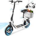 Caroma Peak 1200W/800W Electric Scooter with Seat, 30 Miles Max Range, Electric Scooter Adults, Up to 20MPH Foldable Escooter with Basket,Key Start Adjustable E-Scooter