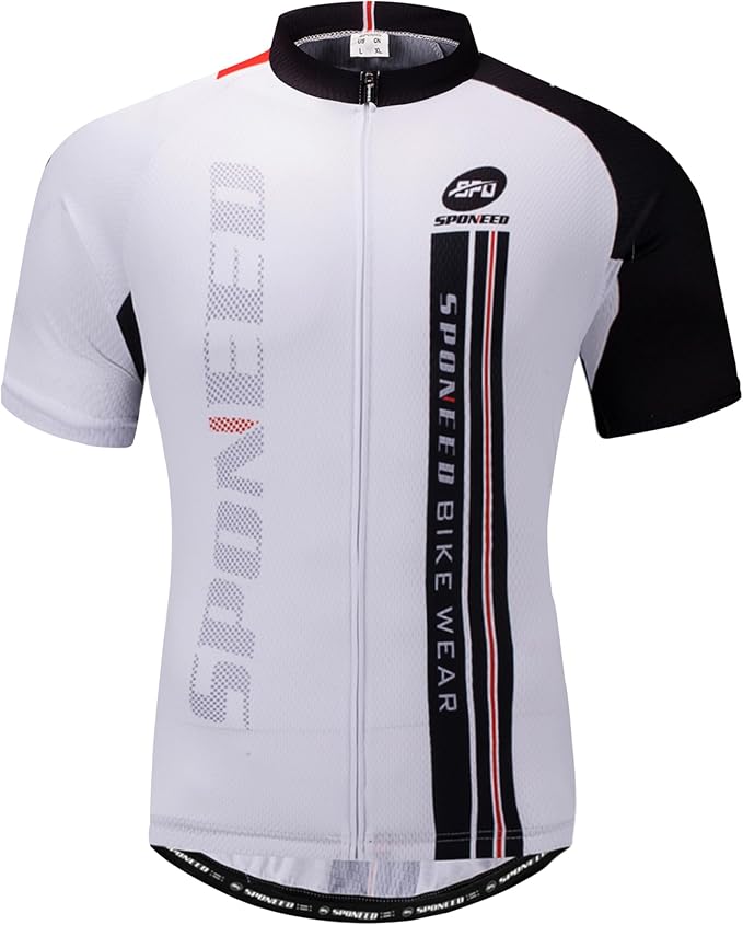 sponeed Men's Cycling Jerseys Tops Biking Shirts Short Sleeve Bike Clothing Full Zipper Bicycle Jacket with Pockets