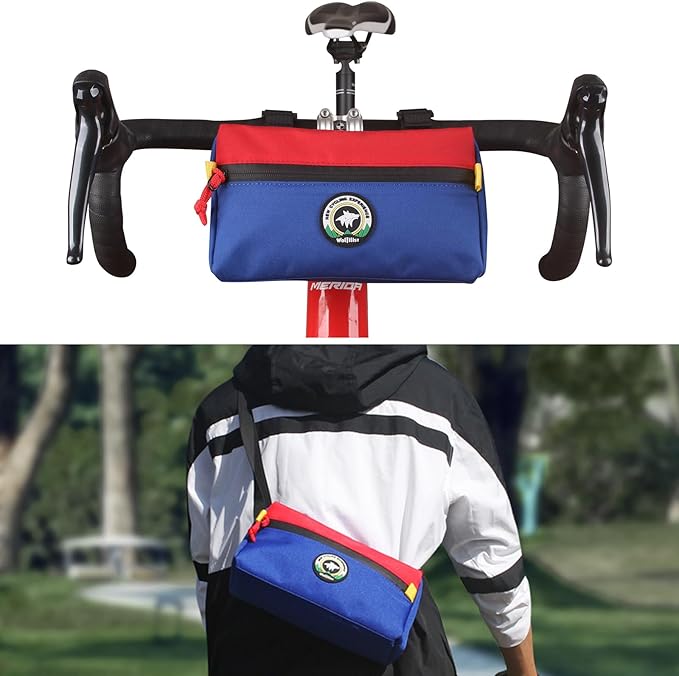 Bike Handlebar Bag, Bicycle Front Bag, Kids Handle Bar Bag, Storage Bag with Shoulder Strap for Men Women Kids Outdoor Road MTB Cycling