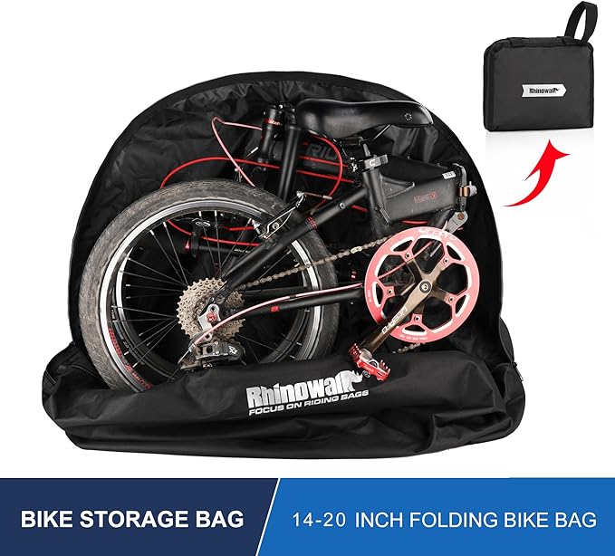 20inch Folding Bike Bag Bicycle Carry Bag Bike Travel Carrying Case Bike Transport Bag for Car Train Air Travel Portable (Black-White, 14-20 inch)