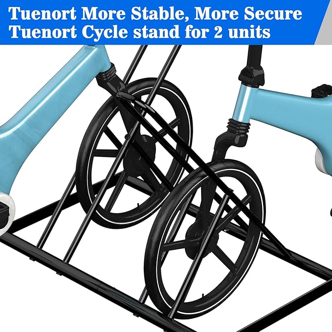 Tuenort 2 Bike Rack, Parking Bike Stand, Outdoor For Mountain Floor Bike Rack, Heavy Duty For Bicycle Garage, Space-Saving Bicycle Holder For Home, Yard, Office, Black