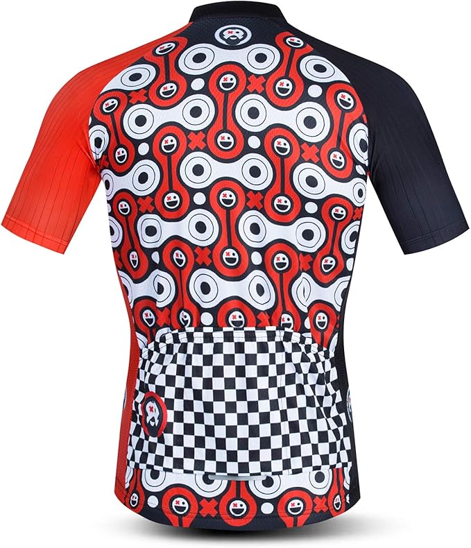 Cycling Jersey Men USA Summer Bike Short Sleeve 3-Pockets Breathable Quick-Dry Shirt S-3XL