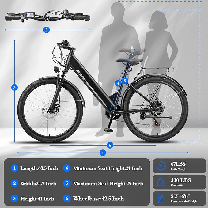 ZNH 750W|1000w Electric Bike for Adults, 48V 13Ah Removable Battery, 26" Electric Mountain Bike, Up to 60 Miles, 7-Speed Ebike, Hydraulic Suspension, LCD Display, UL2849 Certified, TUV