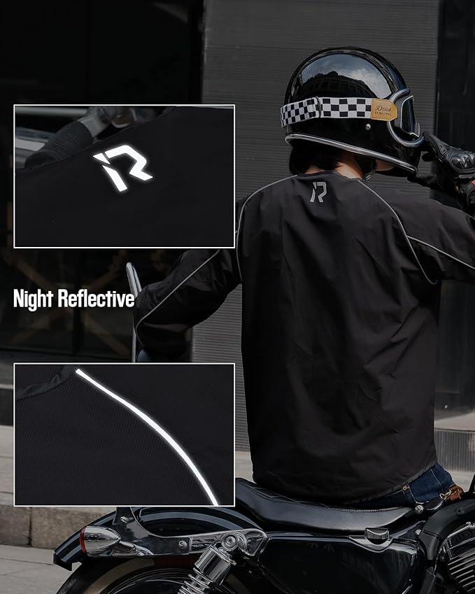 IRON JIA'S Motorcycle Jacket Windproof Liner, Water-Repellent, UPF 40+ Sun Protection, Breathable, Compact and Packable (No Armor) M