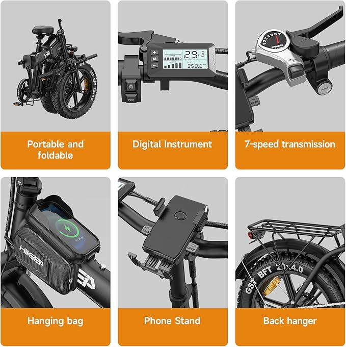 Fat Tire Electric Bike for Adults, UL2849 Certified 90% Pre-Assembled Folding E-Bike with Removable Battery & Cargo Rack