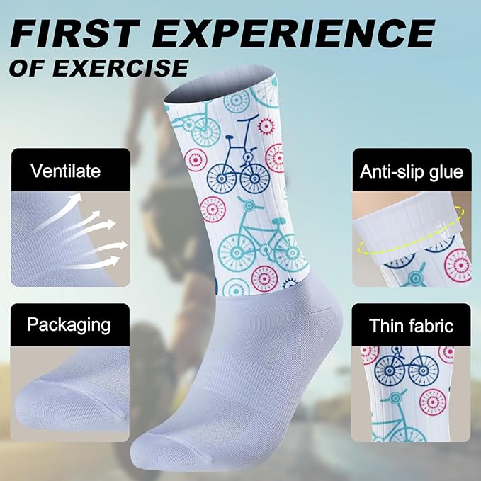 Cycling Socks Athletic Crew Socks Breathable Cushioned Compression Running Hiking Socks For Mens Womens