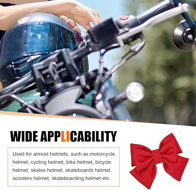 Motorcycle Helmet Bow, Cute Bow Helmet Decoration for Women, Removable Motorcycle Helmet Accessories (Red)