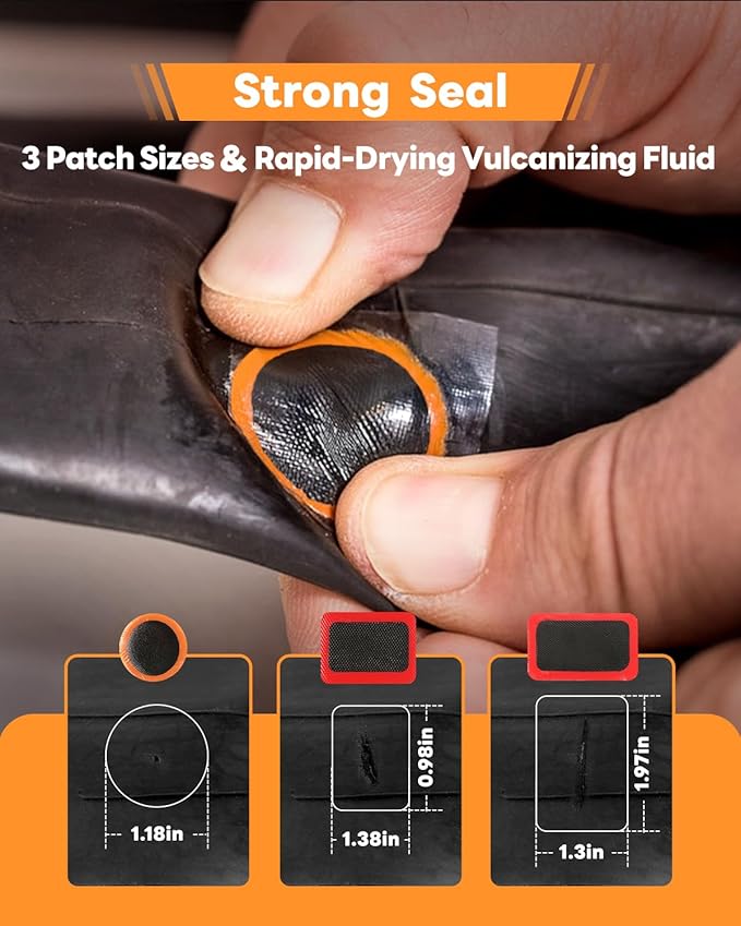 35 Pcs Bike Tire Repair Kit, Bicycle Inner Tube Patch Kit with Tire Lever and Adhesive Patches, Road Bike Flat Tire Patch Kits - Portable Case for Ebike, Motorcycle & Cycling Inflatable Tubes