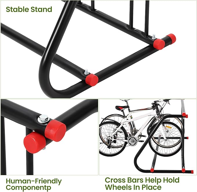 Commercial Grid Bike Rack, Single Sided Bike Rack Stand Ground, 5-Bike Capacity Bicycle Storage Stand, Power Coated Steel Floor Parking Stand for Garages, Stores, Schools and Universities