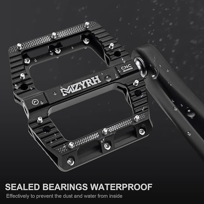 MZYRH Road/Mountain Bike Pedals MTB Pedals Bicycle Flat Pedals 3 Bearings 9/16” Aluminum Alloy Bicycle Platform Pedals for BMX MTB